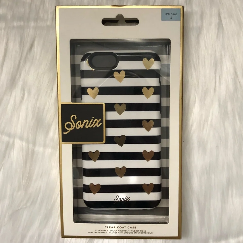 Sonix iPhone 6 Gold Hearts Black & White Stripe Phone Case